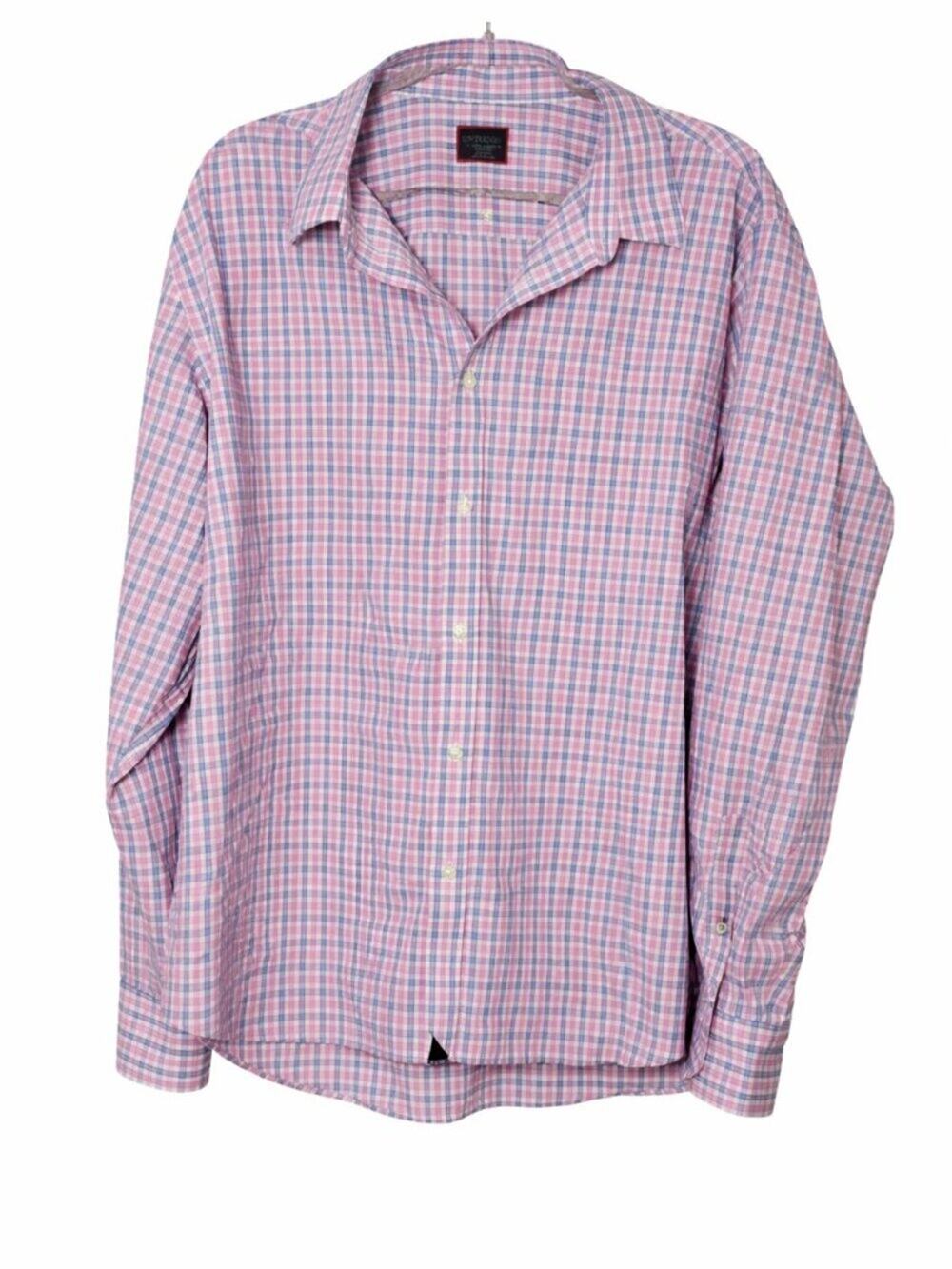 UNTUCKit Pink Blue Plaid Button Down Shirt Long Sleeve Casual XXX-Large Big Tall